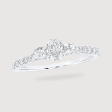  5/8CTW Oval Diamond 3-Stone Bridal Wedding Ring Set - 14k White Gold