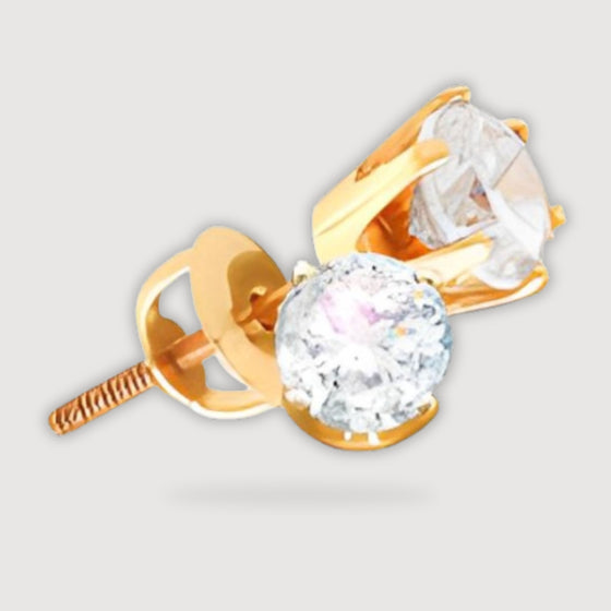 2CTW Round Diamond Solitaire Earrings - 14k Gold