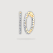  1CTW Round Diamond Inside Outside Hoop Earrings - 10K Yellow Gold