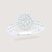  1/2CTW Oval Diamond Halo Bridal Wedding Ring Set - 14k White Gold