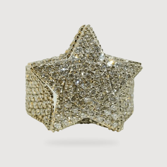 7.03 CTW Lab Diamond Star Ring – 14K Yellow Gold