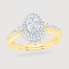  1/2CTW Diamond Fashion Oval Bridal Wedding Engagement Ring Set- 14K Yellow Gold