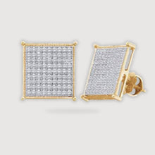  1/5CTW Diamond Micro Pave Square Earrings - 10K Yellow Gold