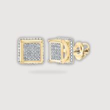  1/6CTW Round Diamond Square Stud Earrings - 10K Yellow Gold