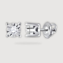  1/10CTW Round Diamond Solitaire Stud Earrings - 10K White Gold