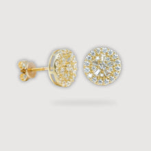  Circular Star Moissanite Stud Earring - 10k Yellow Gold