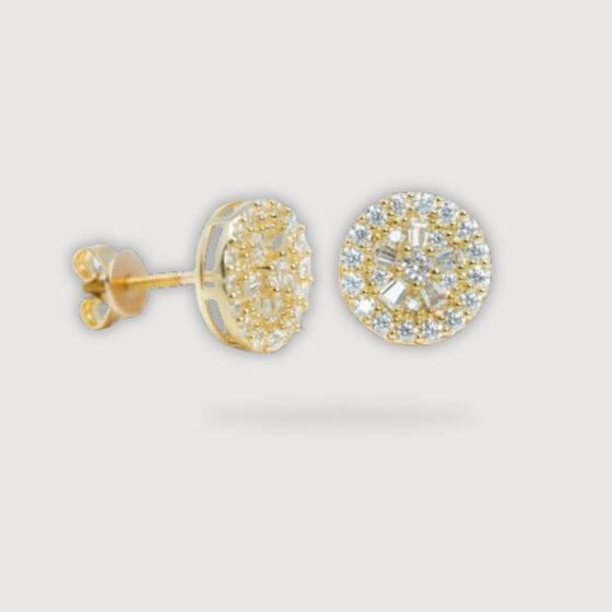 Circular Star Moissanite Stud Earring - 10k Yellow Gold