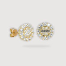  Baguette Cut Stud Earrings - 10k Yellow Gold