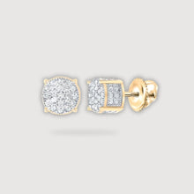  1/8CTW Round Diamond 3D Cluster Earrings - 10K Yellow Gold