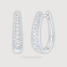  7/8CTW Round Diamond Oblong Hoop Earrings - 10K White Gold