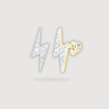  1/6CTW Round Diamond Bolt Lightning Stud Earrings - 10K Yellow Gold