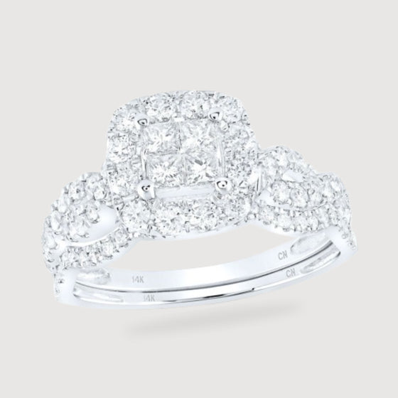 Cristina 1ctw Prince Diamond Halo Engagement Ring - 14k White Gold