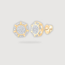  1/5CTW Round Diamond Cluster Earrings - 10K Yellow Gold