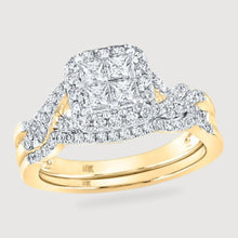  Cristina 1ctw Princess Diamond Halo Engagement Ring Set - 10k Yellow Gold