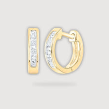  1/20CTW Round Diamond Small Huggie Earrings - 10K Yellow Gold