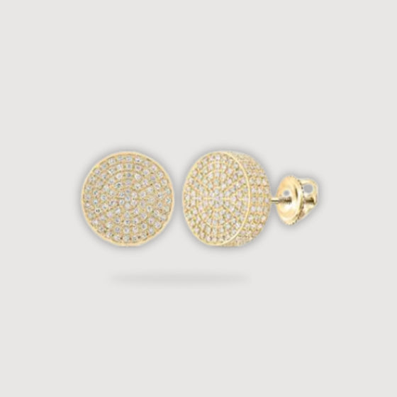 7/8CTW Round Diamond 3D Circle Earrings - 10K Yellow Gold