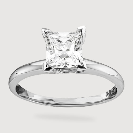 1.0CTW Solitaire Excellent Princess Cut Diamond Engagement Ring - 14k Gold