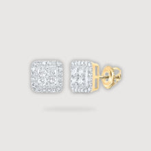  5/8CTW Round Diamond Square Earrings - 10K Yellow Gold