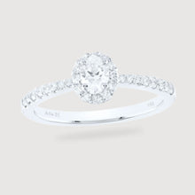  1/2CTW Oval Diamond Halo Bridal Wedding Engagement Ring- 14K White Gold