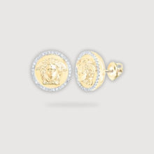  1/4CTW Round Diamond Medusa Circle Earrings - 10K Yellow Gold