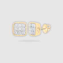  1/5CTW Round Diamond Square Nicholes Dream Collection Earrings - 10K Yellow Gold