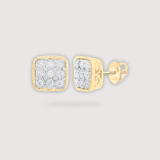 1/5CTW Round Diamond Square Nicholes Dream Collection Earrings - 10K Yellow Gold