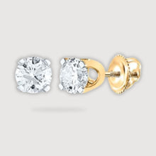  3/4CTW Round Diamond Solitaire Stud Earrings - 14K Yellow Gold