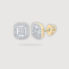  1/4CTW Baguette Diamond Cluster Earrings - 10K Yellow Gold