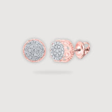  1/4CTW Round Diamond Cluster Stud Earrings - 10K Rose Gold