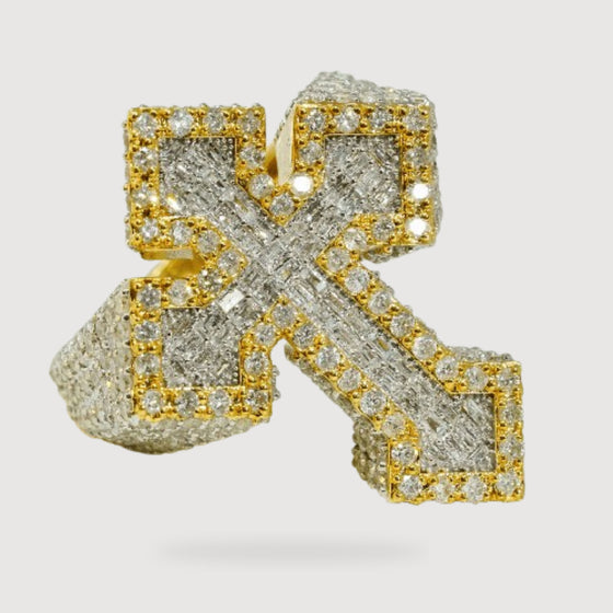 4.12 CTW Cross Cluster Diamond Ring – 14K Gold