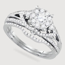  3/4CTW Diamond Bridal Engagement Ring Set - 14K White Gold