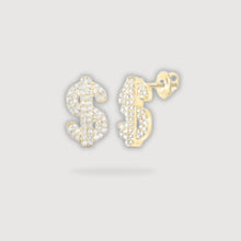  1/3CTW Round Diamond Dollar Sign Stud Nicoles Dream Collection Earrings - 10K Yellow Gold