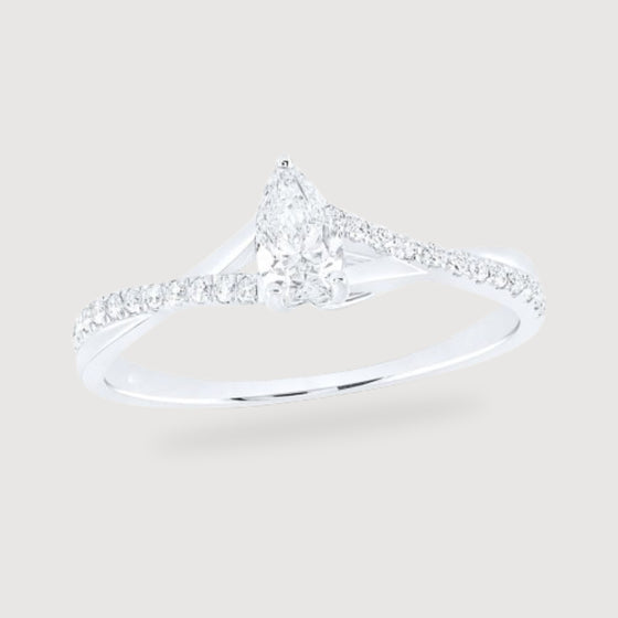 Pear Diamond Solitaire Bridal Engagement Ring - 14k Gold