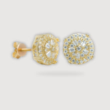  Flower Moissanite Stud Earrings - 10k Yellow Gold