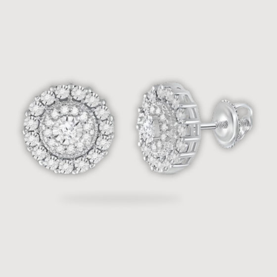 1/5CTW Round Diamond Fashion Cluster Earrings - 10k White Gold