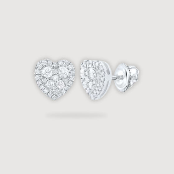 1/2CTW Diamond Fashion  Heart Earrings - 14K Gold