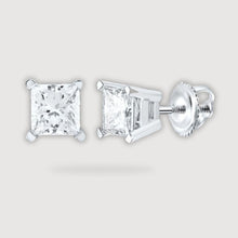  1CTW Princess Diamond Solitaire Stud Earrings - 14k White Gold