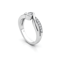 The Engagement Twist Ring - Lab Diamond is a modern silver ring with a twisted design, featuring a row of small diamonds and a large lab-grown diamond at the top.
