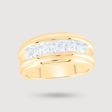  Five-Stone Diamond Men's Wedding Band in 14k Yellow Gold. Featuring 1ctw Round Natural Diamonds | GOLDZENN