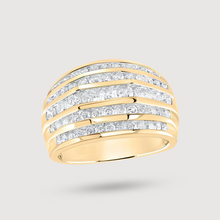  Five-Row 2ctw Statement Diamond Ring - 10k Yellow Gold