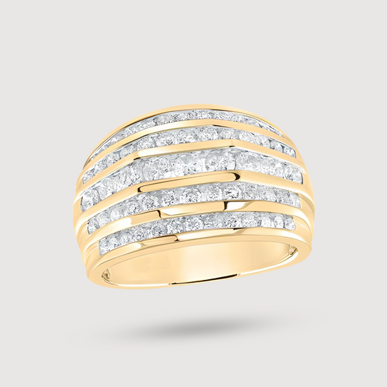 Five-Row 2ctw Statement Diamond Ring - 10k Yellow Gold