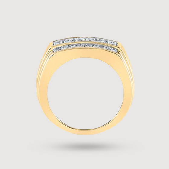 Four-Row 1-1/2ctw Diamond Ring - 14k Yellow Gold