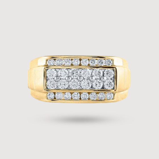 Four-Row 1-1/2ctw Diamond Ring - 14k Yellow Gold