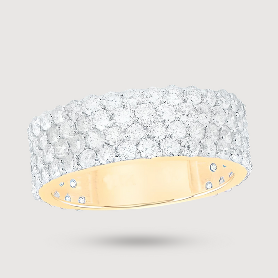 Four-Row 4-1/4ctw Diamond Band Ring - 10k Yellow Gold