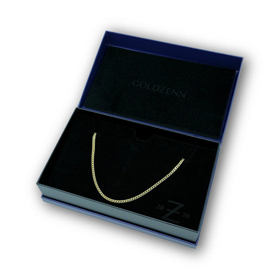 3mm Franco Chain, Hollow Yellow Gold in Goldzenn Necklace Box 