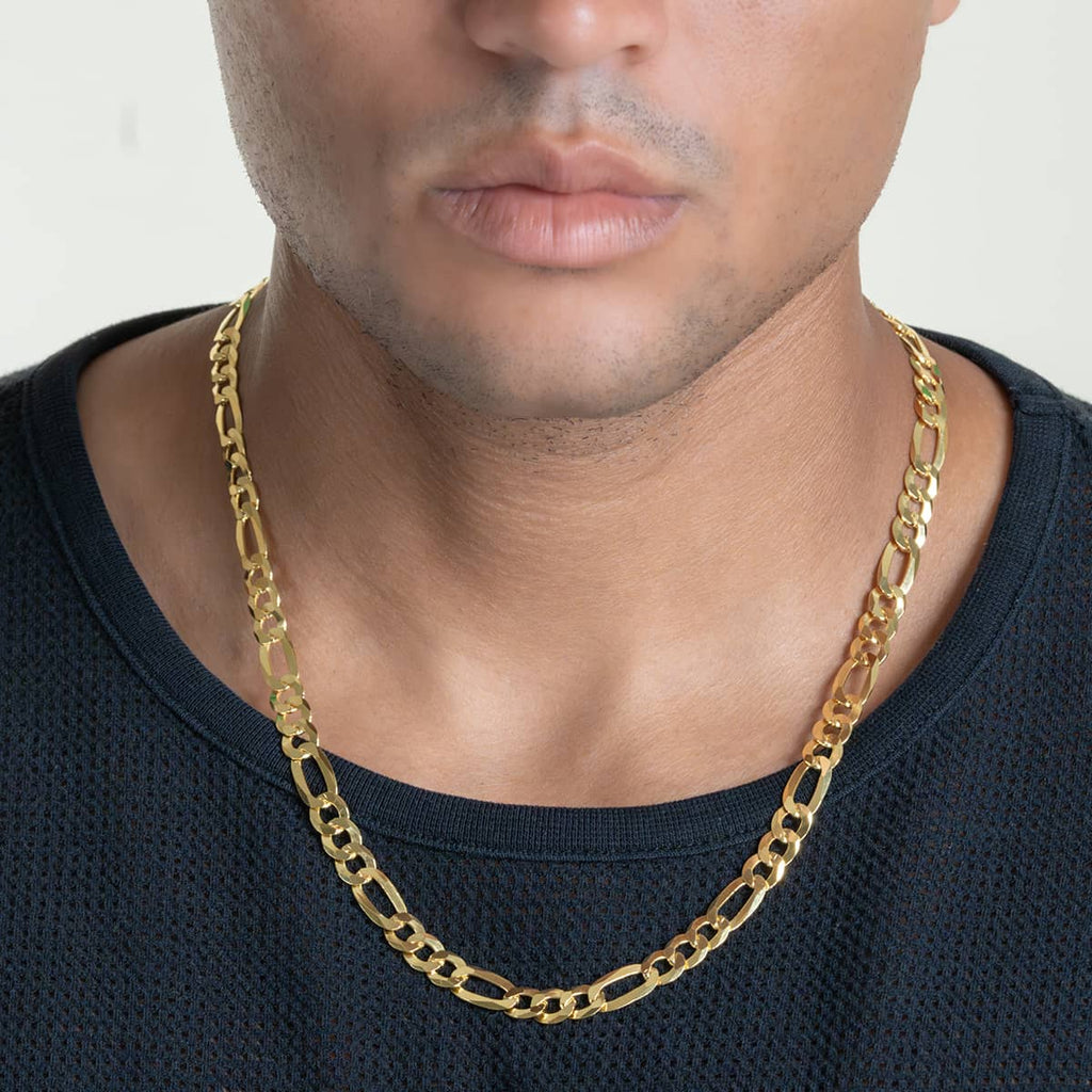 8mm - Figaro Link Chain - 14k Gold Bonded