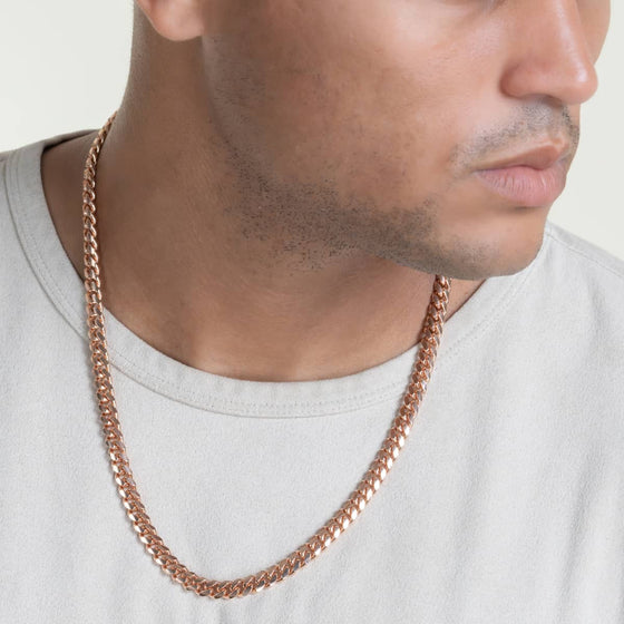 7mm - Miami Cuban Link Chain - 14k Rose Gold Bonded