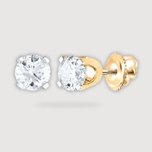  alt=" Discover 1CTW princess diamond gold earrings. Perfect for any occasion, these 14k yellow gold earrings add elegance to any look. "