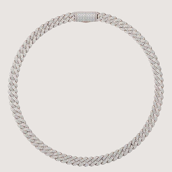 alt=" Shop the bold 11mm Diamond Cuban Link Chain in 14K gold with lab-grown or natural diamonds. Available in white, yellow, and rose gold for luxurious sophistication. "