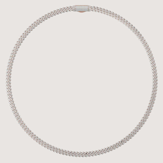 alt=" Shop the 5mm Diamond Cuban Link Chain in 14K gold with lab-grown or natural diamonds. Available in white, yellow, and rose gold for sleek elegance. "